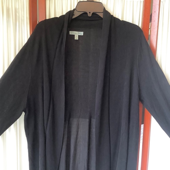 Olivia Sky Women's Black Open Long Cardigan 100% Rayon Knit Size 2X - Picture 8 of 9
